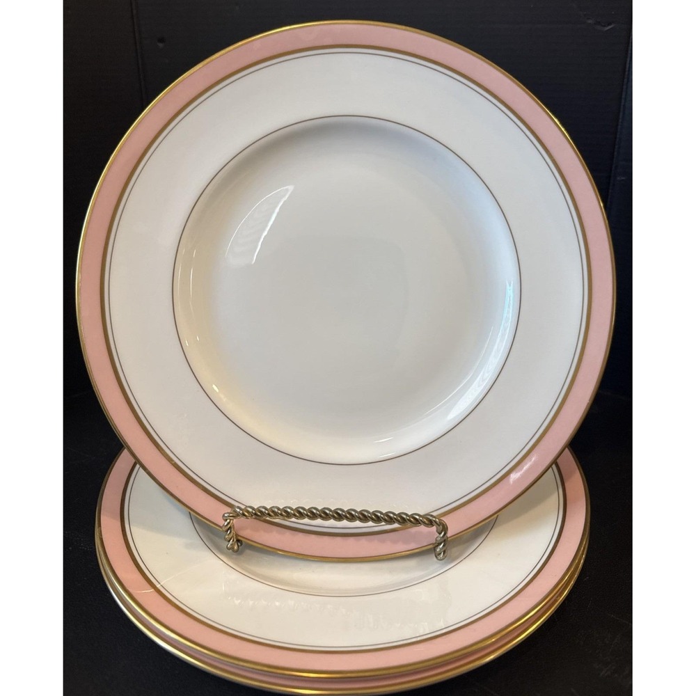 Royal Worcester Howard Pink Gold Trim Luncheon Plate Plates 9" Set Of 3 England